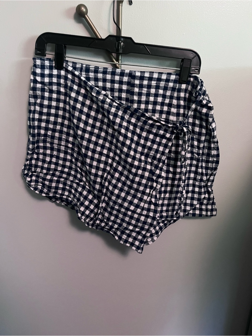 Old Navy Navy and White Gingham Wrap Skort